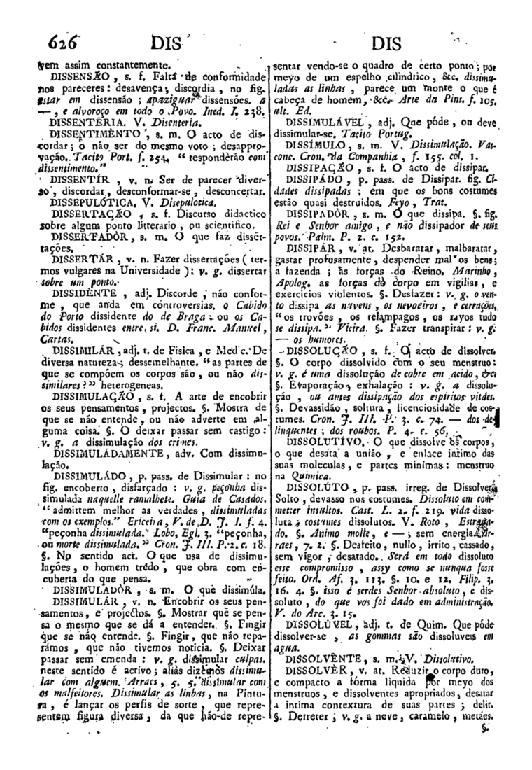 Página 626_Diccionario da lingua portugueza - recompilado dos vocabularios impressos ate agora, e nesta segunda edição novamente emendado e muito acrescentado, por ANTONIO DE MORAES SILVA
