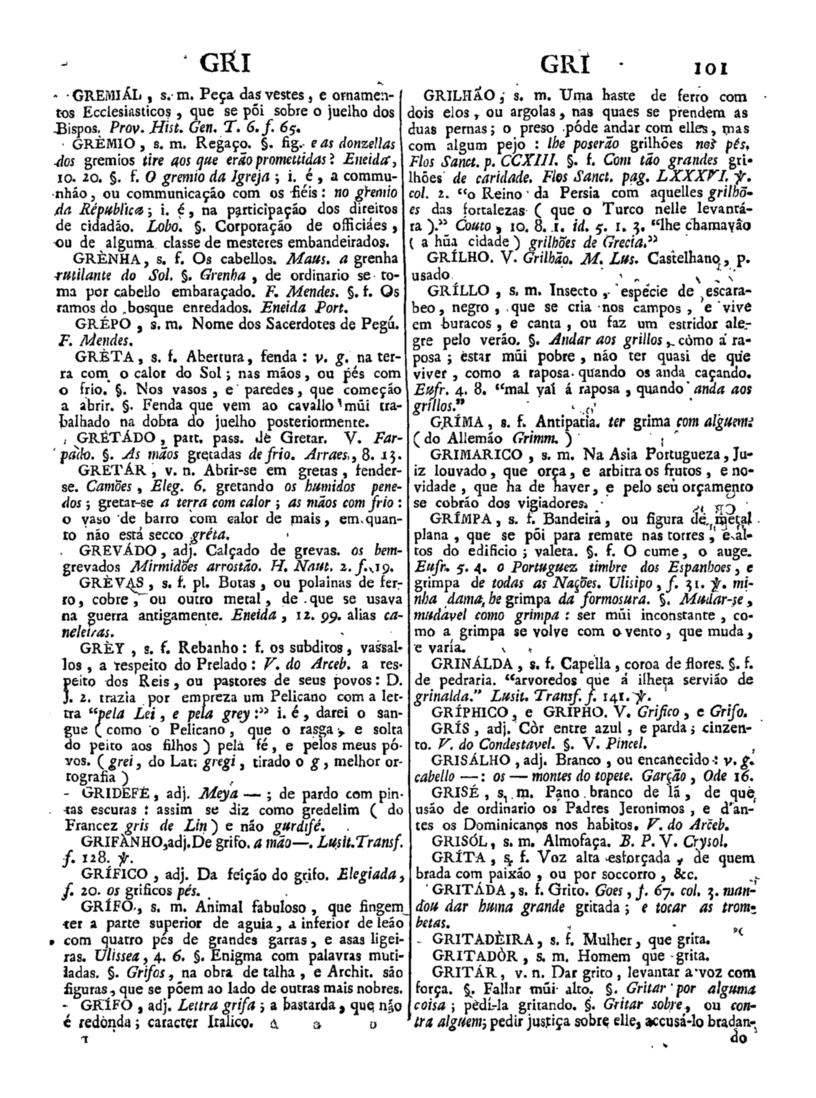 Página 911_Diccionario da lingua portugueza - recompilado dos vocabularios impressos ate agora, e nesta segunda edição novamente emendado e muito acrescentado, por ANTONIO DE MORAES SILVA