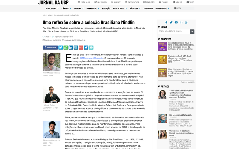 Uma reflexão sobre a coleção Brasiliana Mindlin - Jornal da USP