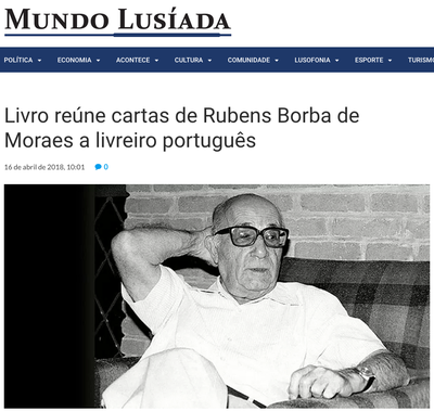 Livro reúne cartas de Rubens Borba de Moraes a livreiro português