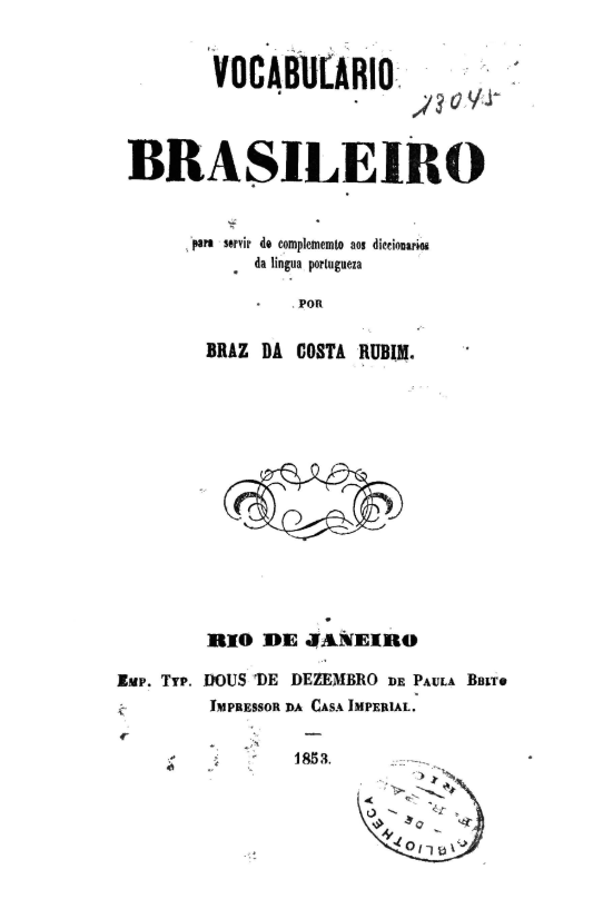 Vocabulario brasileiro para servir de complemento aos diccionarios da lingua portugueza