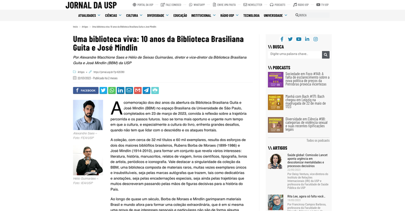 Biblioteca Brasiliana da USP comemora dez anos - Jornal da USP