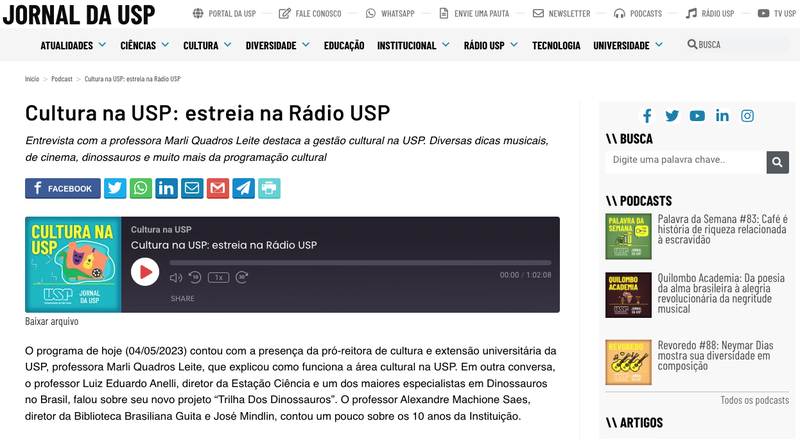 Participação do diretor da BBM, Alexandre Macchione Saes, no Programa Cultura na USP, da Rádio USP, falando sobre os 10 anos da instituição